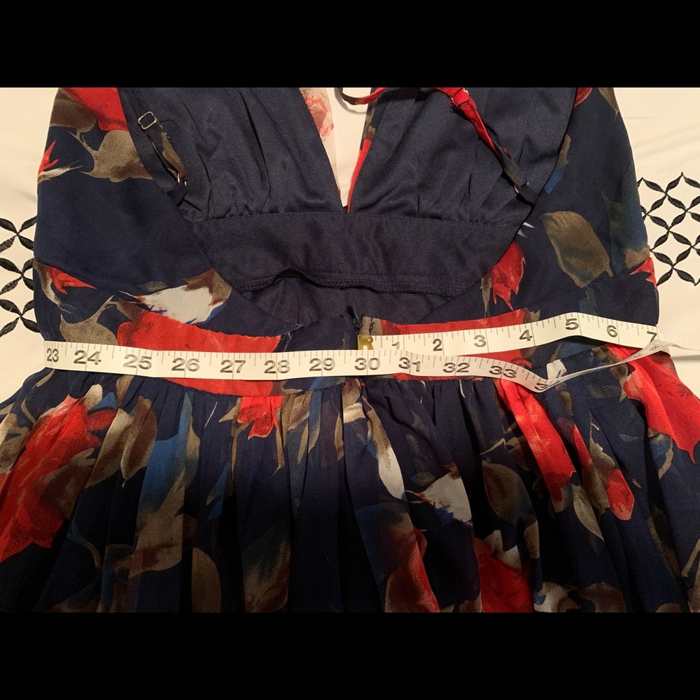 Navy Chiffon Formal Prom Dress - Picture 6 of 7